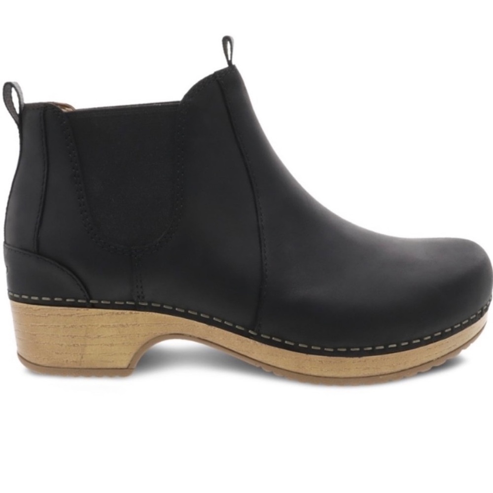 Dansko BECKA Black Leather Ankle Slip On Booties Size 40